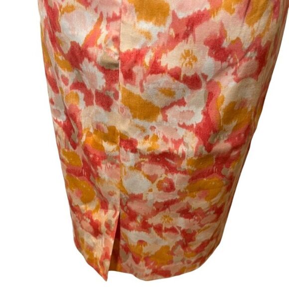 Talbots Pencil Skirt Pink and Orange Floral Lined Back Zip and Slit Size 12P - Picture 5 of 10